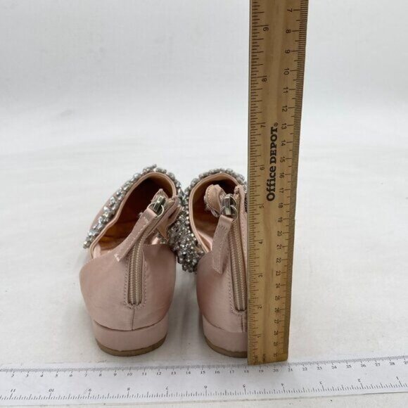 XYD Nude Pointed Toe D'Orsay Wedding Flat Sandals Rhinestones Ankle Strap Shoes - Picture 4 of 8